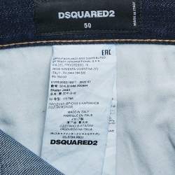 Pre Owned Dsquared2 Blue Denim Logo Print Pocket Jeans L Waist 38"