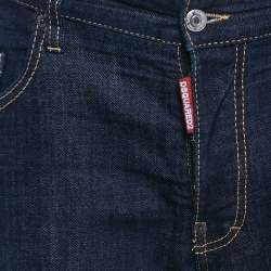 Pre Owned Dsquared2 Blue Denim Logo Print Pocket Jeans L Waist 38"