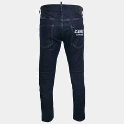 Pre Owned Dsquared2 Blue Denim Logo Print Pocket Jeans L Waist 38"