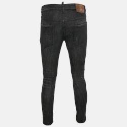 Pre Owned Dsquared2 Black Washed Denim City Biker Jeans M Waist 33"