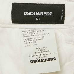 Pre Owned Dsquared2 White Cotton Shirring Detail Cargo Pants M