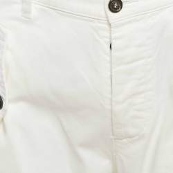 Pre Owned Dsquared2 White Cotton Shirring Detail Cargo Pants M