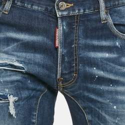 Dsquared2 Blue Distressed Denim Tidy Biker Jean S Waist 32"