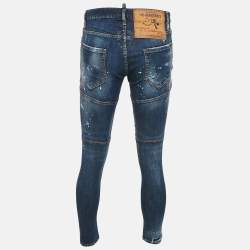 Dsquared2 Blue Distressed Denim Tidy Biker Jean S Waist 32"