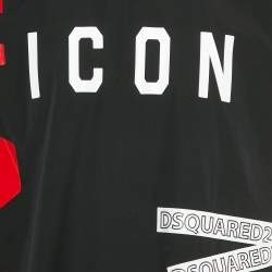 Pre Owned Dsquared2 Black Icon Print Cotton Punk T-Shirt L
