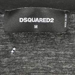 Dsquared2 Black Cotton V-Neck Distressed T-Shirt M