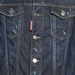 Dsquared2 Navy Blue Raw Edge Layered Denim Jacket M