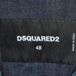 Dsquared2 Navy Blue Raw Edge Layered Denim Jacket M
