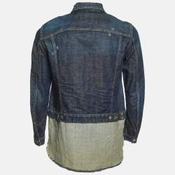 Dsquared2 Navy Blue Raw Edge Layered Denim Jacket M