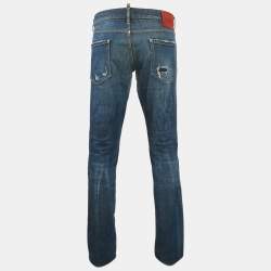 Pre Owned Dsquared2 Blue Distressed Denim Slim Jeans XXL Waist 38"