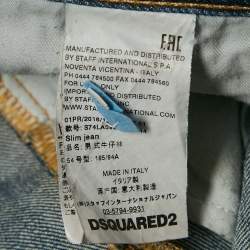 Pre Owned Dsquared2 Blue Distressed Denim Slim Jeans XXL Waist 38"