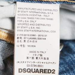 Pre Owned Dsquared2 Blue Distressed Denim Slim Fit Jeans XL Waist 35"