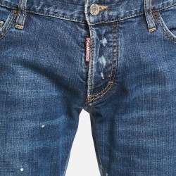 Pre Owned Dsquared2 Blue Distressed Denim Slim Fit Jeans XL Waist 35"