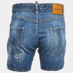 Dsquared2 Blue Distressed Denim Ripped Shorts L