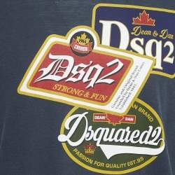 Dsquared2 Blue Printed Jersey Crewneck T-Shirt L