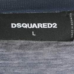 Dsquared2 Blue Printed Jersey Crewneck T-Shirt L
