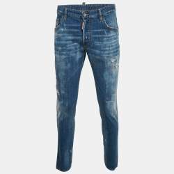 Dsquared2 Blue Distressed Denim Skater Jeans L Waist 35"