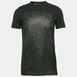 Dsquared2 Black Glitter Print Jersey Crewneck T-Shirt M