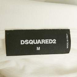 Dsquared2 White Cotton Ruffle Detail Polo T-Shirt M