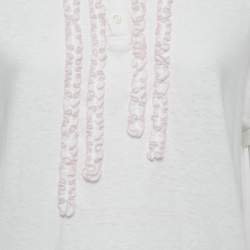 Dsquared2 White Cotton Ruffle Detail Polo T-Shirt M