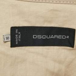 Dsquared2 Beige Cotton and Pu Zip-Up Jacket L