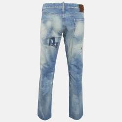 Pre Owned Dsquared2 Blue Distressed Denim Jeans XXL Waist 38"