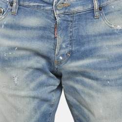 Pre Owned Dsquared2 Blue Distressed Denim Jeans XXL Waist 38"