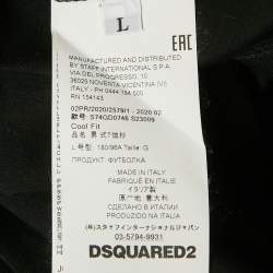 Dsquared2 Black Logo Print Cotton Crew Neck T-Shirt L