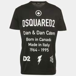 Dsquared2 Black Logo Print Cotton Crew Neck T-Shirt L