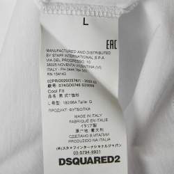 Dsquared2 White Logo Print Cotton Crew Neck T-Shirt L