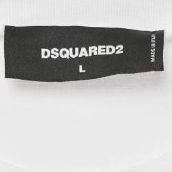 Dsquared2 White Logo Print Cotton Crew Neck T-Shirt L