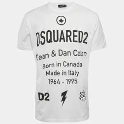 Dsquared2 White Logo Print Cotton Crew Neck T-Shirt L