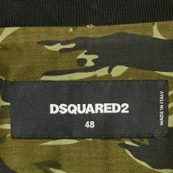 Dsquared2 Black/Green Camouflage Print Cotton & Nylon Bomber Jacket M