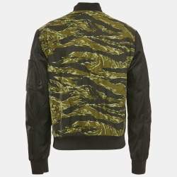 Dsquared2 Black/Green Camouflage Print Cotton & Nylon Bomber Jacket M