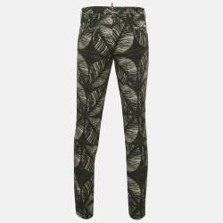 Pre Owned Dsquared2 Green Tropical Print Crepe Trousers L