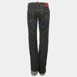 Pre Owned Dsquared2  Blue Dark Wash Distressed Denim Jeans S Waist 33"