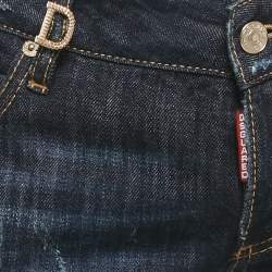 Pre Owned Dsquared2 Blue Denim Paint Splattered Distressed Jeans S Waist 34"