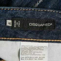 Pre Owned Dsquared2 Blue Denim Paint Splattered Distressed Jeans S Waist 34"