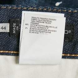 Pre Owned Dsquared2 Blue Dark Wash Denim Paint Splatter Distressed Slim Bottom Jeans S Waist 32 "