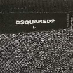 Pre Owned Dsquared2 Black Logo Print Jersey T-Shirt L