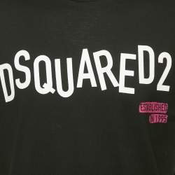 Pre Owned Dsquared2 Black Logo Print Jersey T-Shirt L