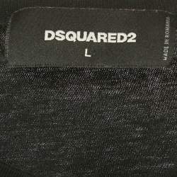 Pre Owned Dsquared2 Black Logo Print Jersey T-Shirt L