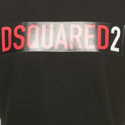 Pre Owned Dsquared2 Black Logo Print Jersey T-Shirt L