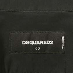 Pre Owned Dsquared2 Black Cotton Zipper Detail Cotton Shirt L