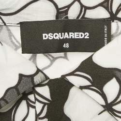 Pre Owned Dsquared2 Black Floral Print layered Blowing Drop Shirt M
