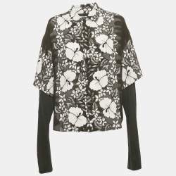 Pre Owned Dsquared2 Black Floral Print layered Blowing Drop Shirt M   