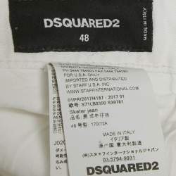 Pre Owned Dsquared2 White Distressed Denim Skater Jeans M Waist 32"