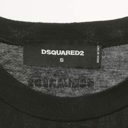 Pre Owned Dsquared2 Black Printed Jersey Long Cool Twisted Ripped T-Shirt S