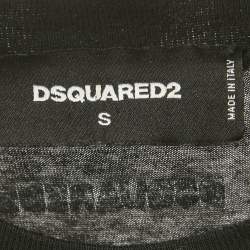 Pre Owned Dsquared2 Black Printed Jersey Long Cool Twisted Ripped T-Shirt S