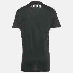 Pre Owned Dsquared2 Black Printed Jersey Long Cool Twisted Ripped T-Shirt S